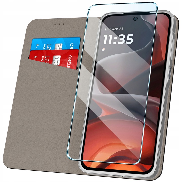 Etui z klapką do Motorola Moto G05 |E15 |G15 |Power Zamykane Futerał +Szkło