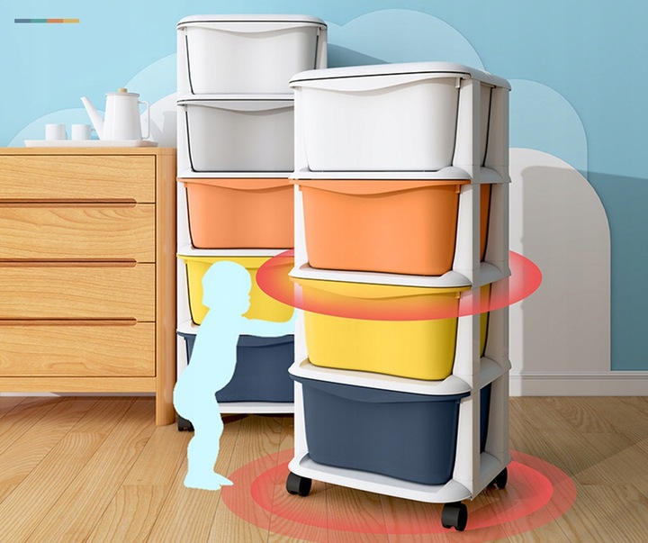 PLASTIKOWY POJEMNIK REGAŁ SZAFKA NA ZABAWKI SZUFLADY 5 PÓŁEK ORGANIZER RG10