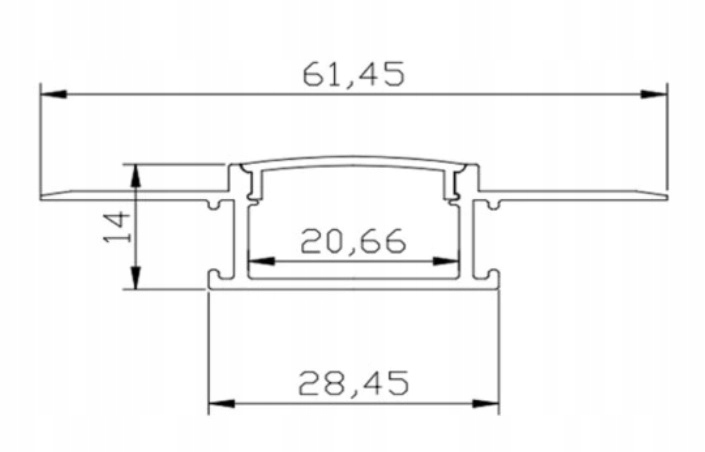 PROFIL aluminiowy LED anodowany szeroki płyt kg 2m