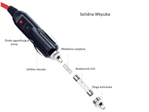 Przewód kabel przedłużacz zapalniczki 3m 15A