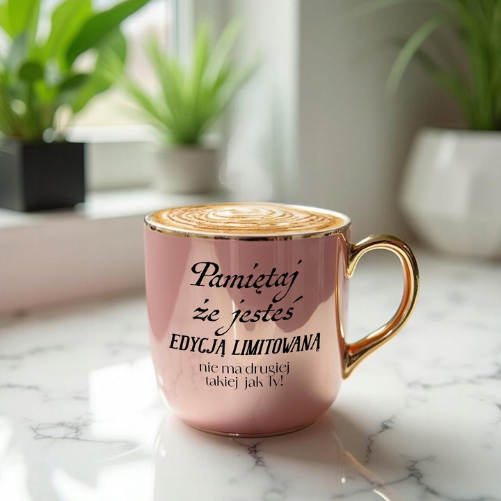 KUBEK MAXI ELEGANT RÓŻ SUPER PREZENT PAMIĘTAJ ŻE JESTEŚ EDYCJĄ LIMITOWANĄ