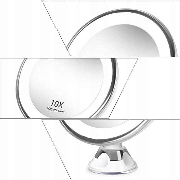 Lusterko kosmetyczne STRADO do makijażu powiększające x10 podświetlane