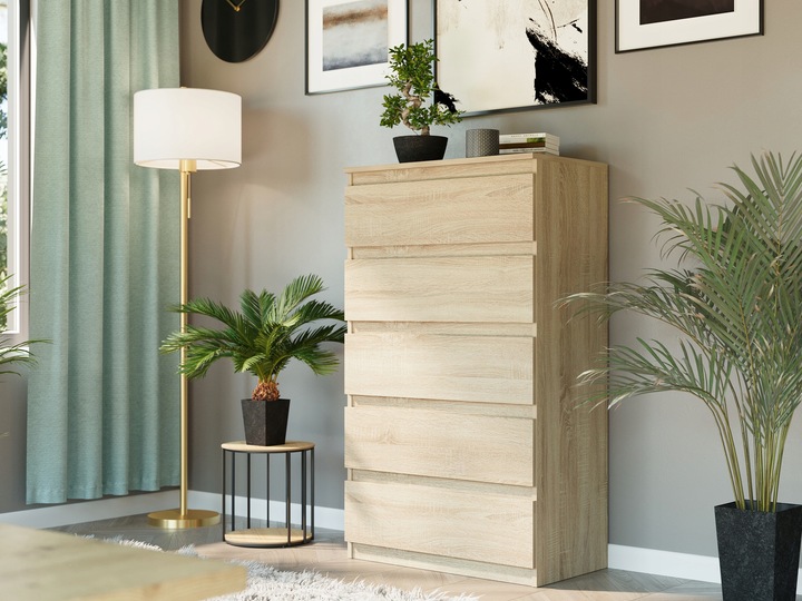 DUŻA KOMODA 5 SZUFLAD SZAFKA Sonoma POLSKIE MEBLE R-5 SONOMA