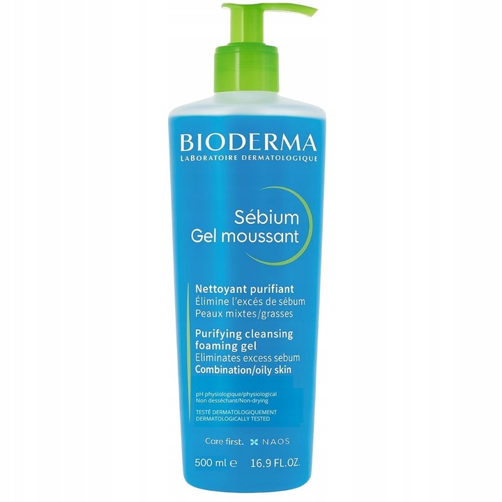 Bioderma Sebium moussant, antybakteryjny żel do mycia twarzy, 500ml