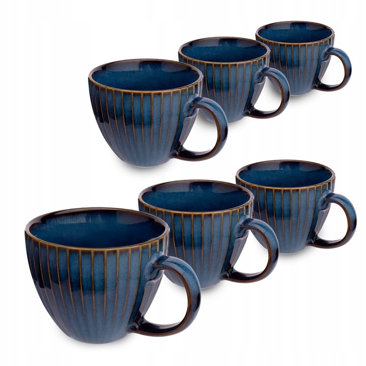 Filiżanki komplet 6 filiżanek do kawy Altom Design Reactive Stripes 450 ml
