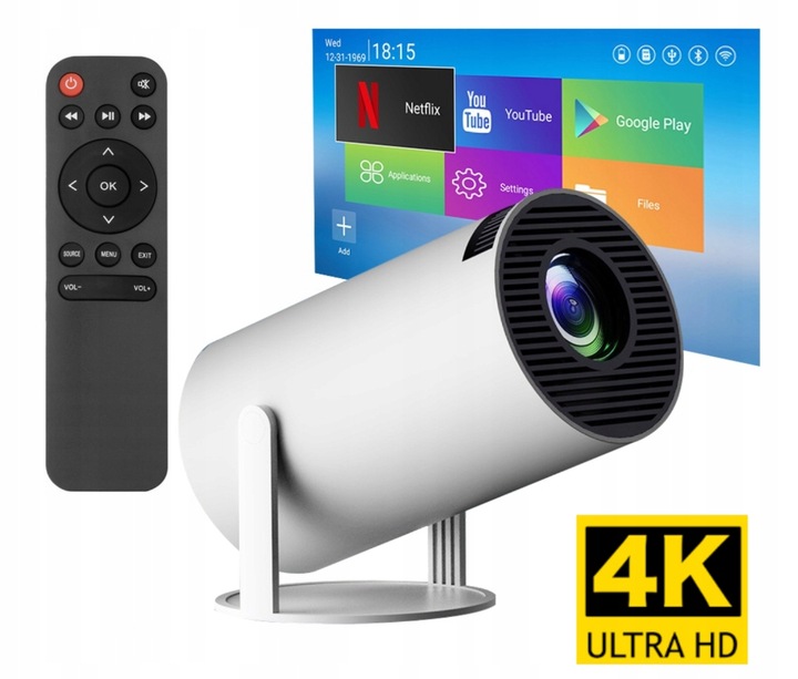 Rzutnik Projektor 2025 NOWY FULL HD 4K WiFi Pilot Android TV HY300 PLUS LED