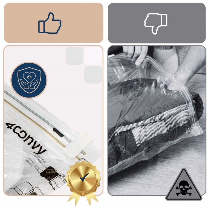 4CONVY 11 szt. MOCNE worki próżniowe małe 40x60 na ubrania bluzy