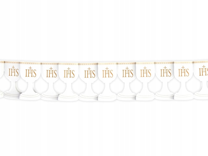 Girlanda komunijna kielichy biała złota z hostią dekoracje na komunię