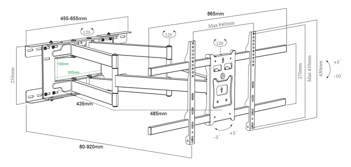 92cm DŁUGI Uchwyt do Telewizora Wieszak TV 42-90 cale ULTRA MOCNY TEST