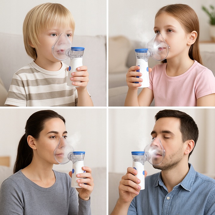 INHALATOR NEBULIZATOR RĘCZNY PRZENOŚNY LEKKI DLA DZIECI I DOROSŁYCH CICHY