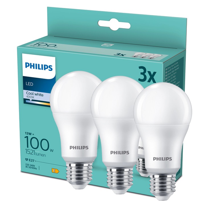 3x Żarówka LED E27 A67 13W = 100W 1521lm 4000K Neutralna PHILIPS