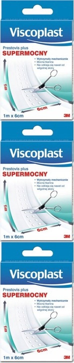 Plastry opatrunkowe Viscoplast Prestovis Plus 6cm x 1M do cięcia x 3 SZT