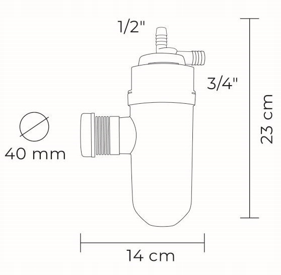 SYFON DO ODPROWADZANIA POPŁUCZYN I PRZELEWU ZE ZMIĘKCZACZY DO WODY 40 mm
