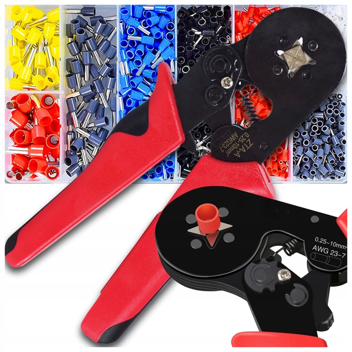 ZACISKARKA DO TULEJEK KONEKTORÓW PRZEWODÓW PRASKA DO KABLI ZESTAW 1500szt