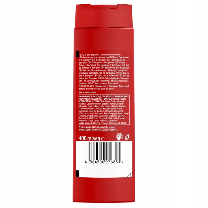 Old Spice Original Żel męski pod prysznic i szampon 3w1, 6 x 400ml