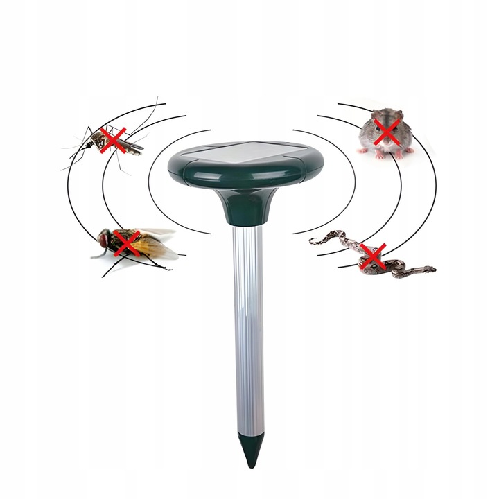 2X ODSTRASZACZ SOLARNY SILNY NA KRETY SZCZURY GRYZONIE KUNY DŹWIĘK