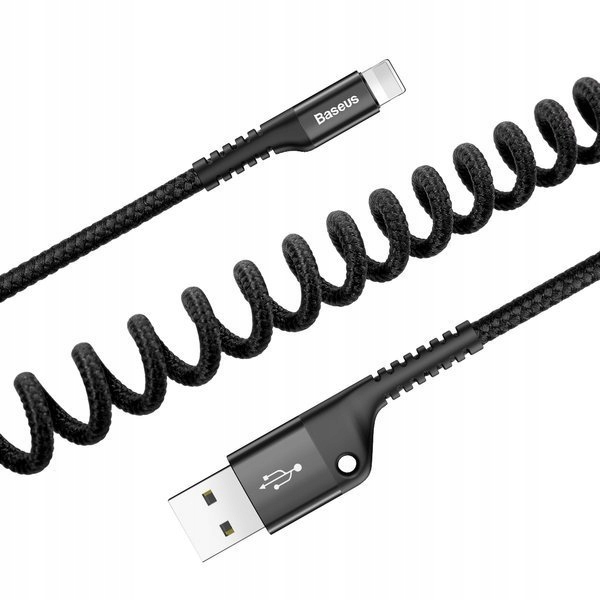 MOCNY KABEL PRZEWÓD ELASTYCZNY SPIRALNY USB DO LIGHTNING iPhone 2A 1m