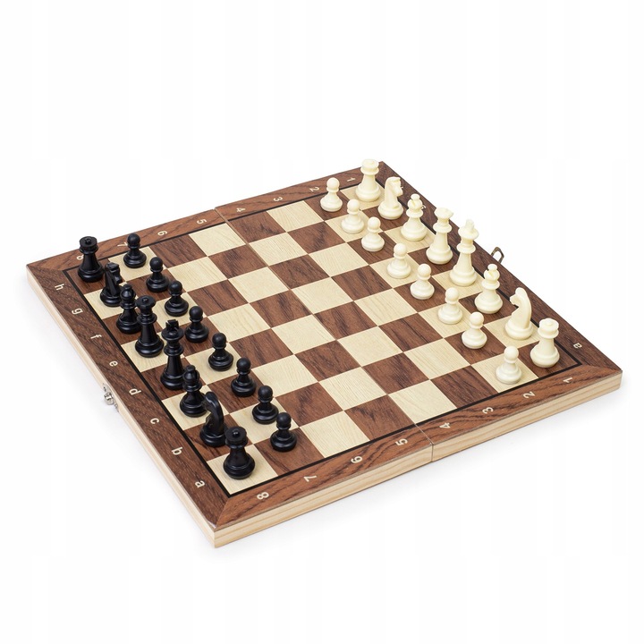 SZACHY DREWNIANE MAGNETYCZNE KLASYCZNE DUŻE WARCABY BACKGAMON GRA 3W1 34X34