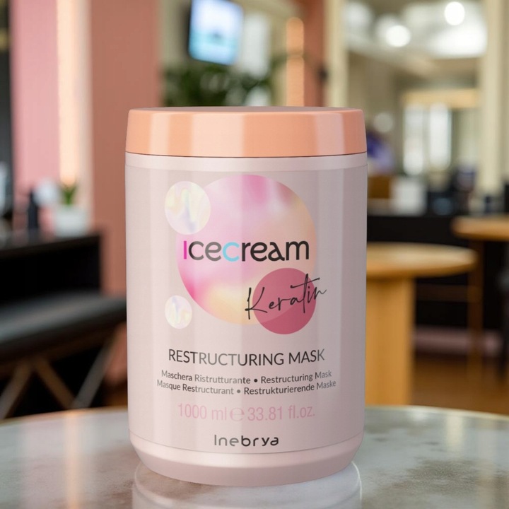 Maska do Włosów Łamliwych Zniszczonych Rekonstruująca Inebrya Keratin 1L