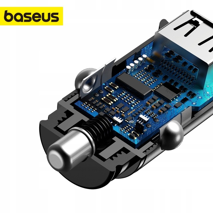 BASEUS MOCNA SZYBKA ŁADOWARKA SAMOCHODOWA USB USB-C TYP-C PD 30W QC 3.0 5A