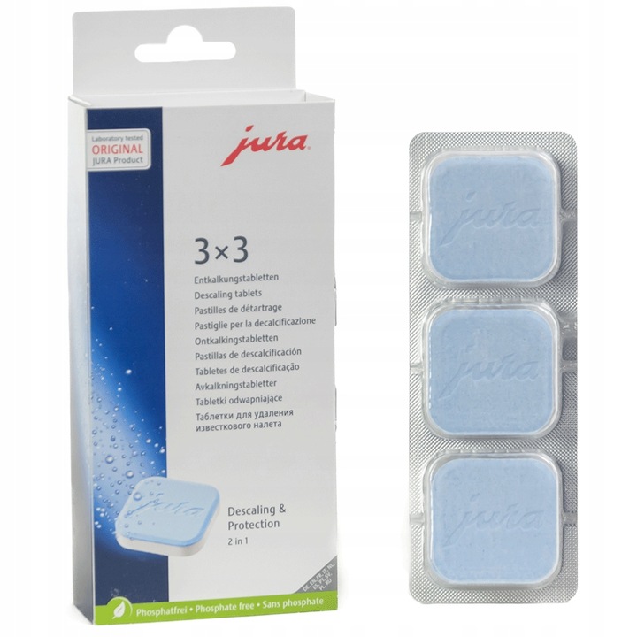 TABLETKI ODKAMIENIAJĄCE DO EKSPRESU 3X3 DO ODKAMIENIANIA JURA 9 SZT