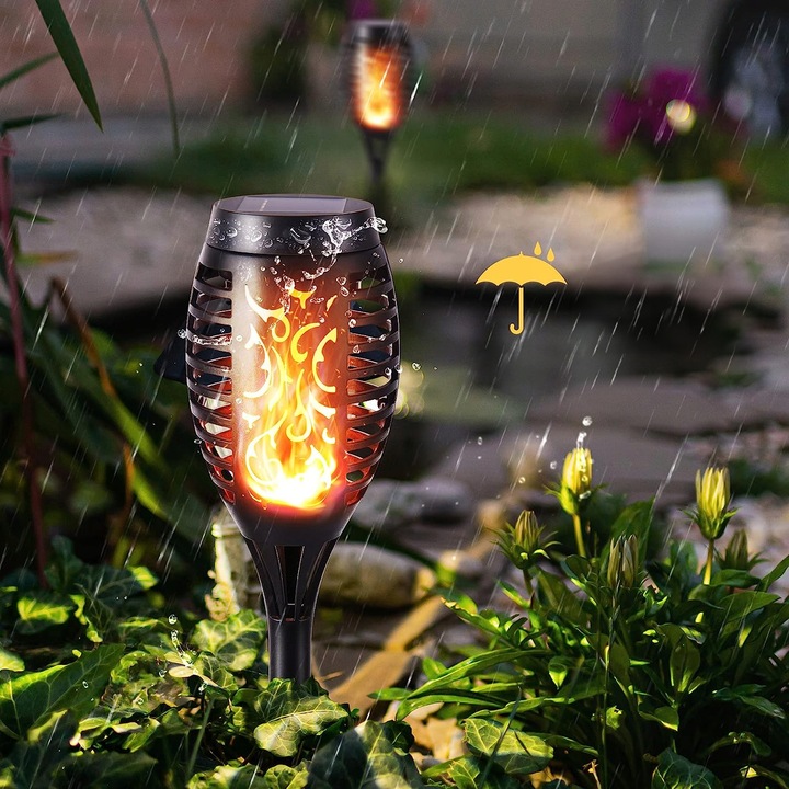 Lampy Solarne Ogrodowe LED Pochodnia Płomień Latarnia Lampki Do Ogrodu