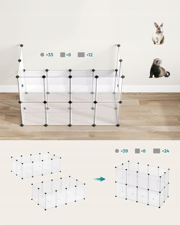 Modułowa Zagroda Kojec Wybieg dla Małych Zwierząt Gryzoni Chomika Świnki