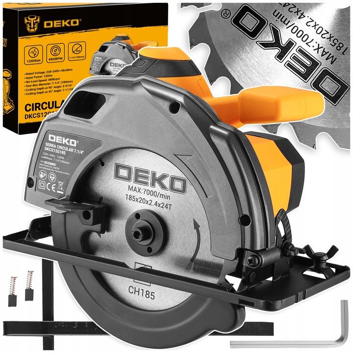 PIŁA TARCZOWA PRZECINARKA RĘCZNA PILARKA DO DREWNA 1200W TARCZA 185MM