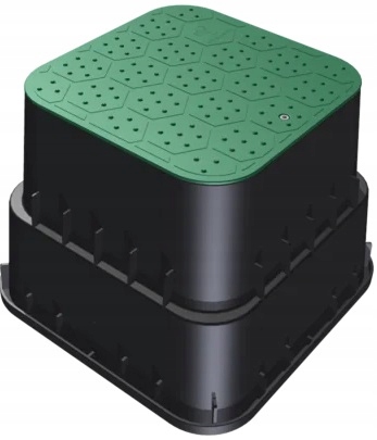 Duża Studzienka zaworowa LARGE 34x34x26,5 cm na 2 zawory HIDE zielony