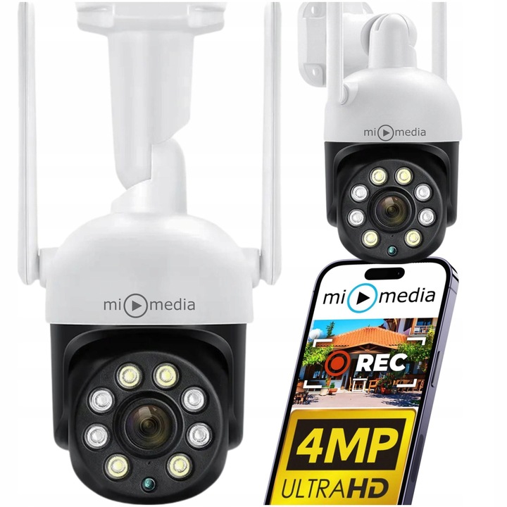KAMERA ZEWNĘTRZNA OBROTOWA IP WiFi DO MONITORINGU 4X ZOOM ULTRA HD DETEKCJA