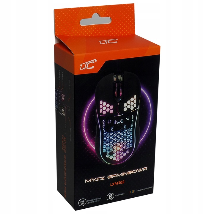 MYSZ MYSZKA GAMINGOWA PRZEWODOWA RGB USB 6400DPI KOMPUTEROWA OPTYCZNA