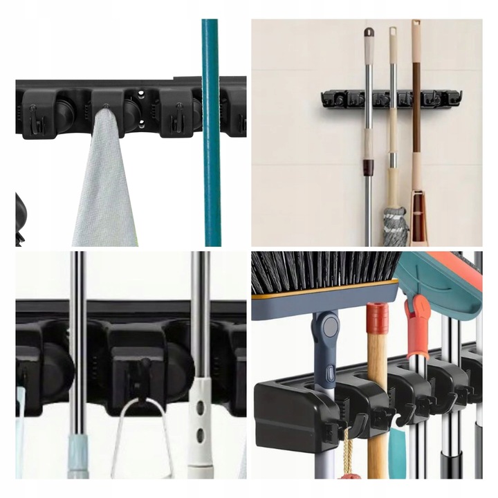 WIESZAK UCHWYT NA ŚCIANĘ ŚCIENNY NA MIOTŁY NARZĘDZIA SZCZOTKI GRABIE