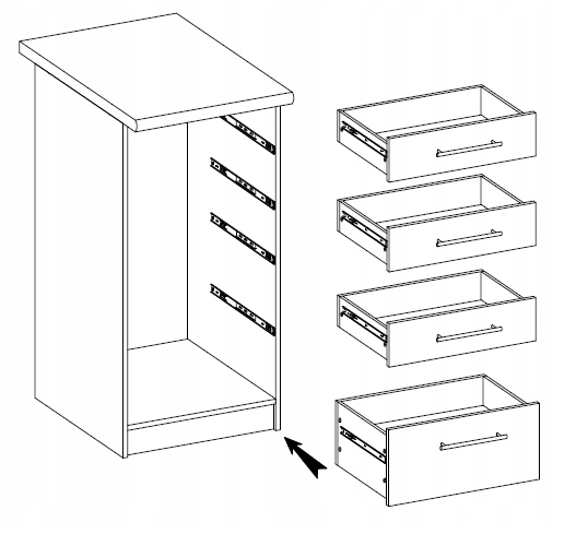 KUCHNIA Szafka kuchenna INEZ stojąca 40 biały craft złoty SZUFLADY