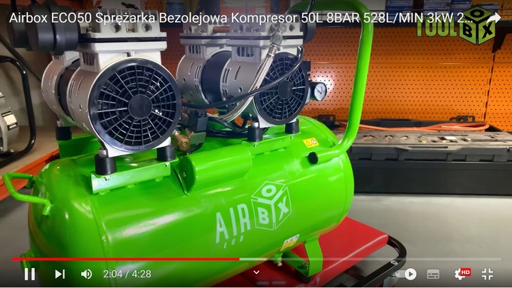 Kompresor Sprężarka 50l Bezolejowy 4 Tłoki 3kW Nabicie 1:06 Zestaw