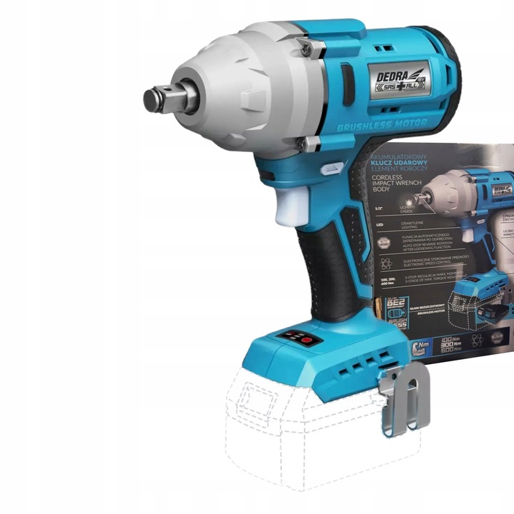 DEDRA KLUCZ UDAROWY 18V AKUMULATOROWY 1/2" 600Nm BEZSZCZOTKOWY DED7157