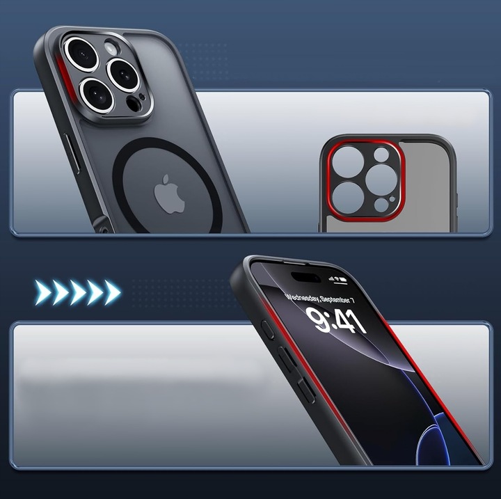 Etui do iPhone 16 PRO 5G do MagSafe WZMACNIANE 360° MATT CASE + 2x SZKŁO