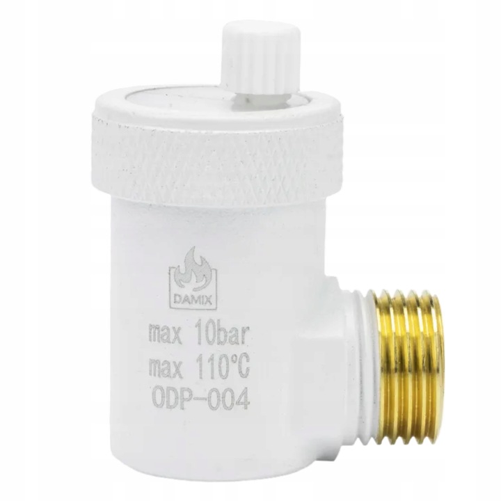 ODPOWIETRZNIK AUTOMATYCZNY AUTOMAT 1/2" CALA KĄTOWY BOCZNY BIAŁY