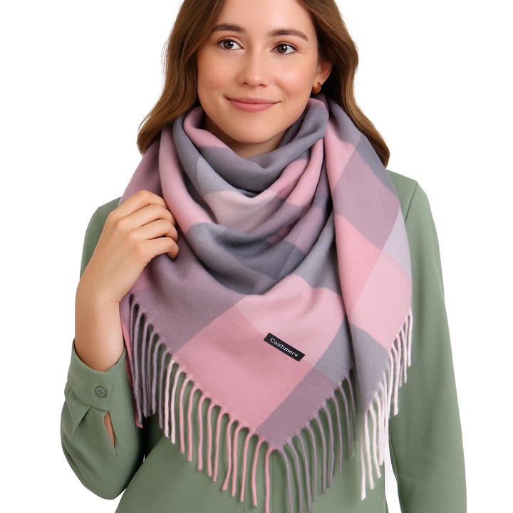 Chusta damska apaszka szalik w kratkę