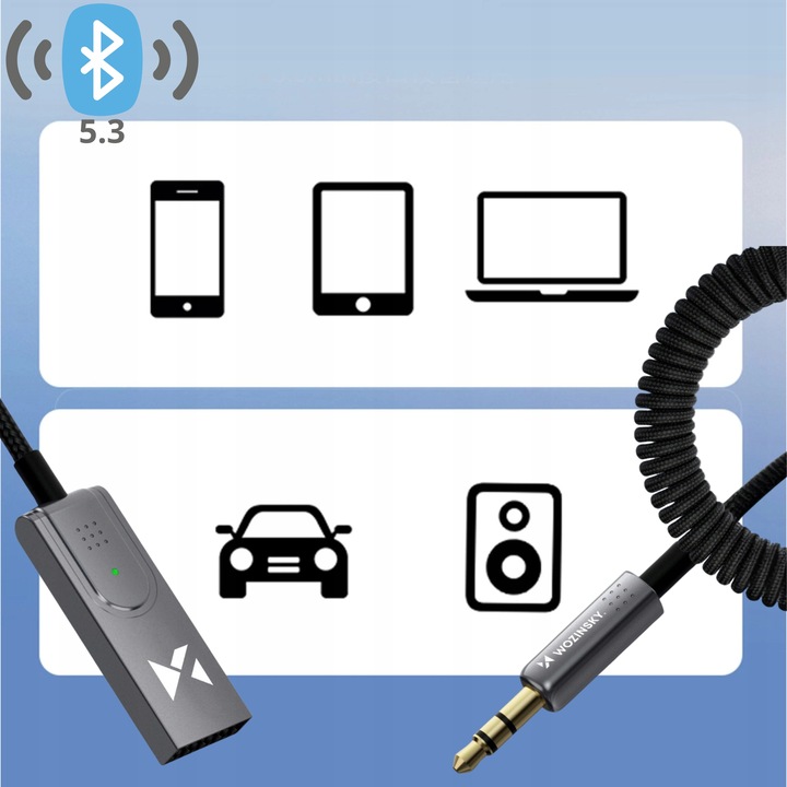 TRANSMITER BLUETOOTH FM SAMOCHODOWY ODBIORNIK AUDIO ADAPTER DO AUX USB