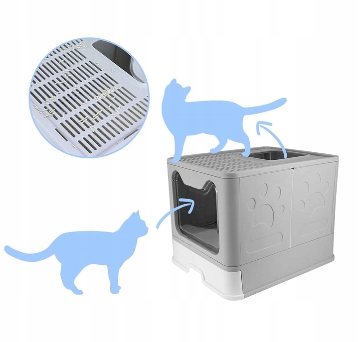 Duża kuweta kryta z szufladą + łopatka (F055)