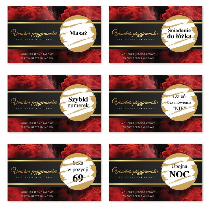 25x VOUCHERY PRZYJEMNOŚCI ZDRAPKI MIŁOŚCI walentynki Prezent Kupon +KOPERTA