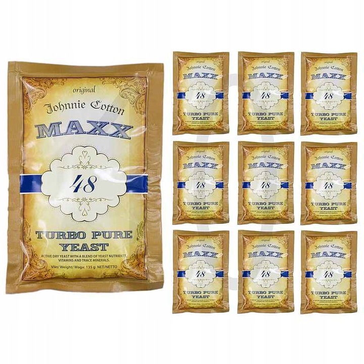 MAXX 48 TURBO PURE Drożdże Gorzelnicze 9kg 21% Moc / 10 SZT