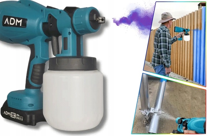 Pistolet Do Malowania Natryskowego Akumulatorowy Agregat 2xBaterie 21V