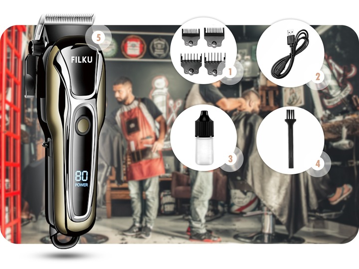 PROFESJONALNA BEZPRZEWODOWA MASZYNKA DO STRZYŻENIA WŁOSÓW BRODY FILKU