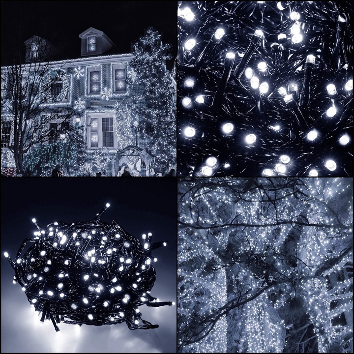 LAMPKI CHOINKOWE 1000 LED ZEWNĘTRZNE BIAŁE ZIMNE 50M FUNKCJE PROGRAMATOR