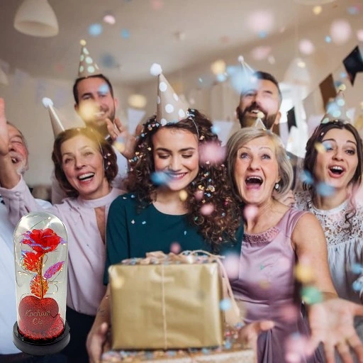 WIECZNA RÓŻA W SZKLE W KOPULE ŚWIECĄCA NA WALENTYNKI LED PREZENT PUDEŁKO