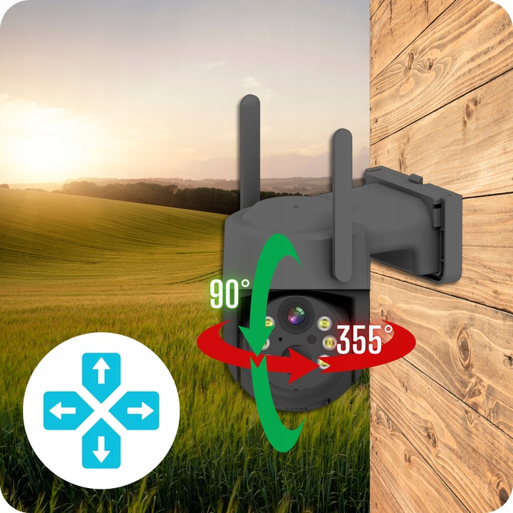 SOLARNA KAMERA WIFI 4MPX SMART ZEWNĘTRZNA OBROTOWA IP BEZPRZEWODOWA SZARA