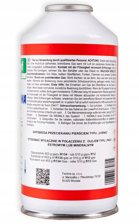 ZESTAW DO NAPEŁNIANIA KLIMATYZACJI AUT CZYNNIK R1234YF + USZCZELNIACZ