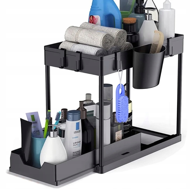 ORGANIZER POD ZLEW 2 POZIOMOWY WYSUWANA PÓŁKA REGAŁ STOJAK DO KUCHNI