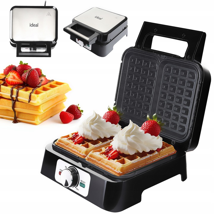 GOFROWNICA IDEAL 2DUŻE CHRUPIĄCE GOFRY MOCNA 2000W NIEPRZYWIERAJĄCA